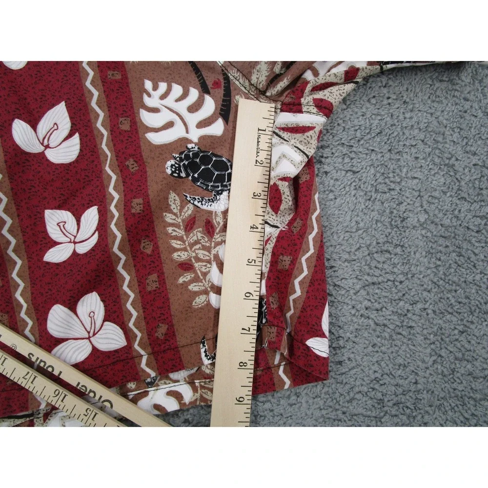 Trimitive Mens XL Hawaiian Board Shorts Red Brown Sea Turtle Tropical Cotton USA
